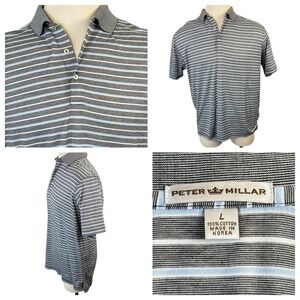 Men's Peter Millar 100% Cotton Multicolored Striped Polo Large‎